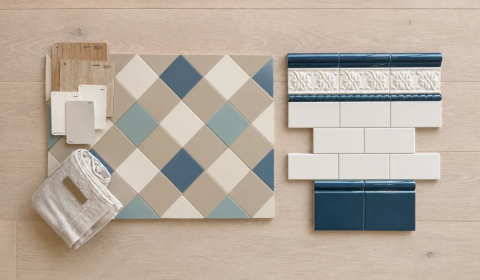 Gingham White Vanilla Aqua Blue